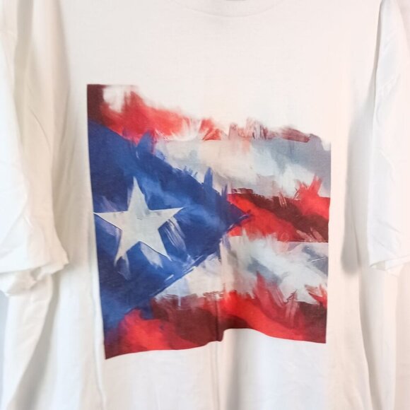 Custom Puerto Rican Flag T-Shirt White XL Unisex Original Art Cotton Tee - Picture 4 of 4